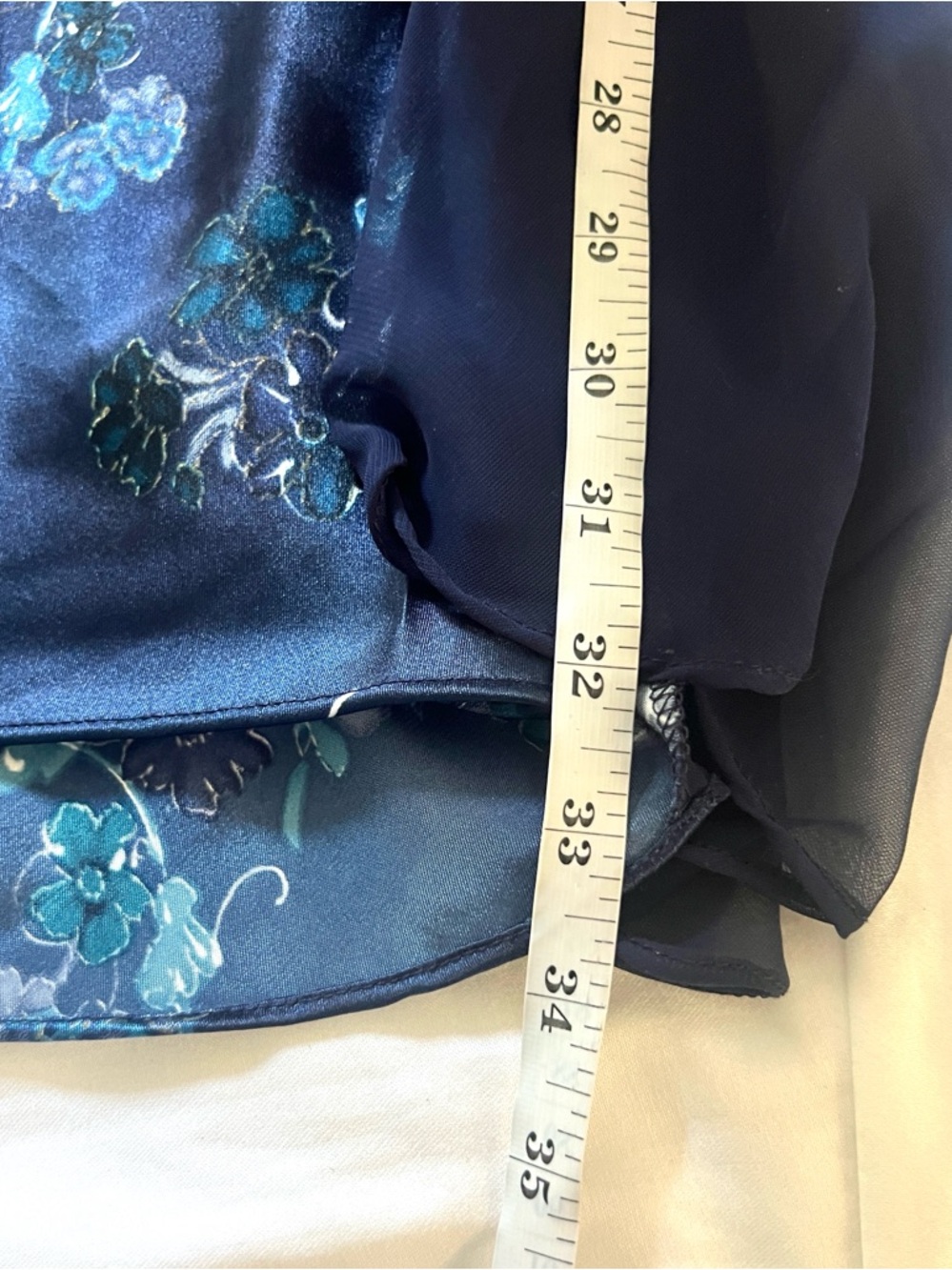 VTG/Y2K Cinema Etoile Sheer Slip Dress Navy Blue Floral Satin Coquette Size L - Picture 6 of 9